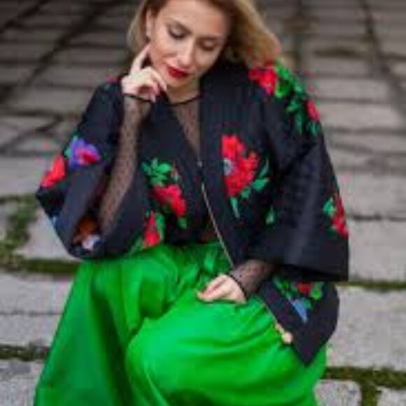 NWT KENZO x H&M Short Coat REVERSIBLE SILK KIMONO Quilted Bomber Jacket Medium - Picture 8 of 16